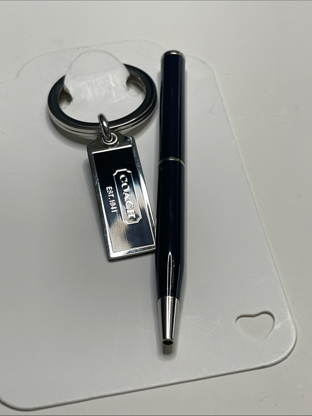 Coach Black Enamel Tag Key Ring and Coach Pen - Picture 5 of 6